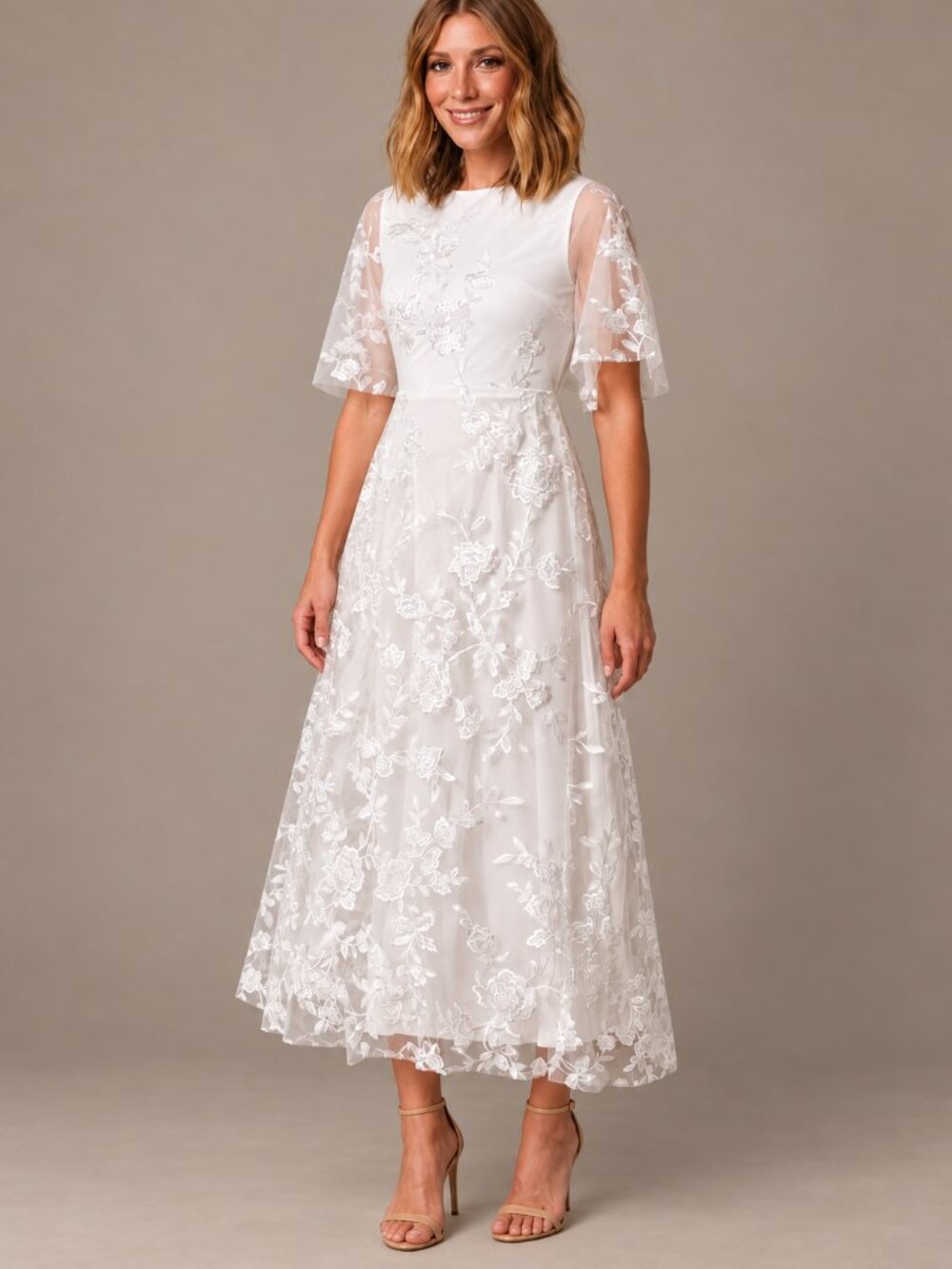 Baltic Born Arabella White Tulle Sequin Maxi Dress NWT Bridal Wedding M